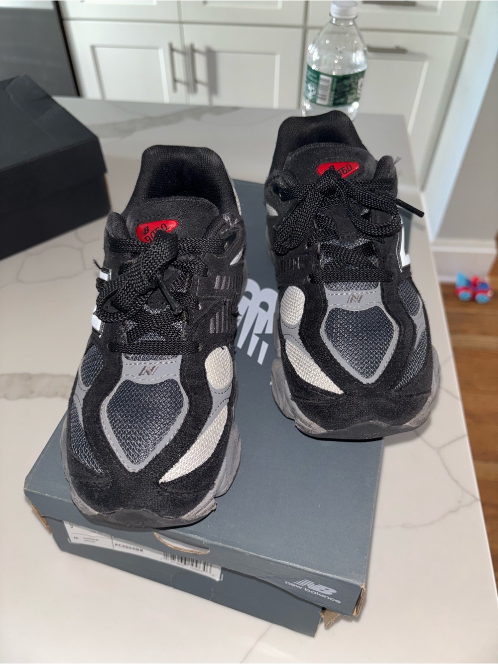 New Balance Kids Black and Gray Mesh Lace-Up Sneakers